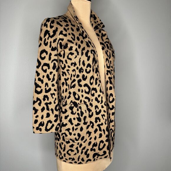 J. Crew Sophie Open Front Sweater Blazer Leopard XXS NWT - Picture 10 of 10
